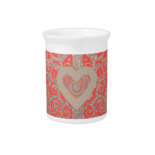 Red & Gold Heart Glitter: Luxurious Happy Christma Pitcher