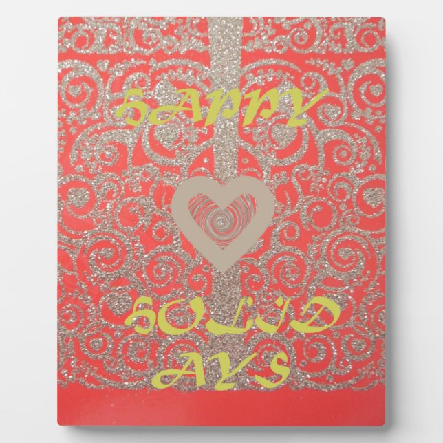 Red & Gold Heart Glitter: Luxurious Happy Christma Plaque (Front)