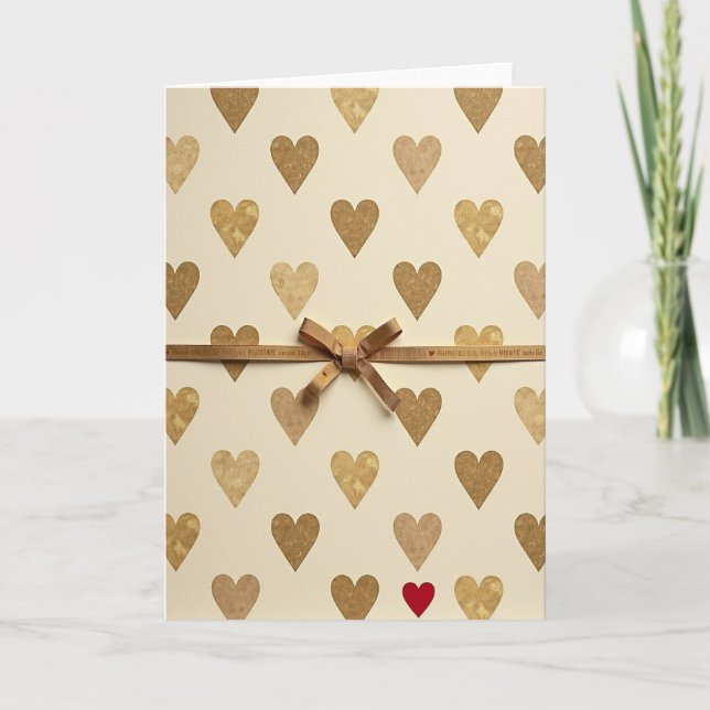 Red Gold Hearts Love Card (Front)