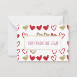 Red &amp; Gold Hearts Valentine Cards 100 pack