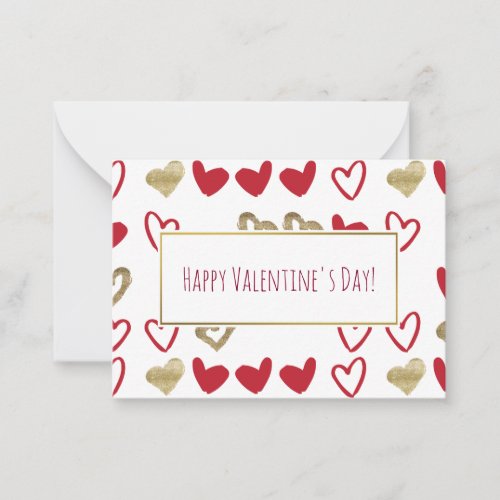 Red  Gold Hearts Valentine Cards 100 pack