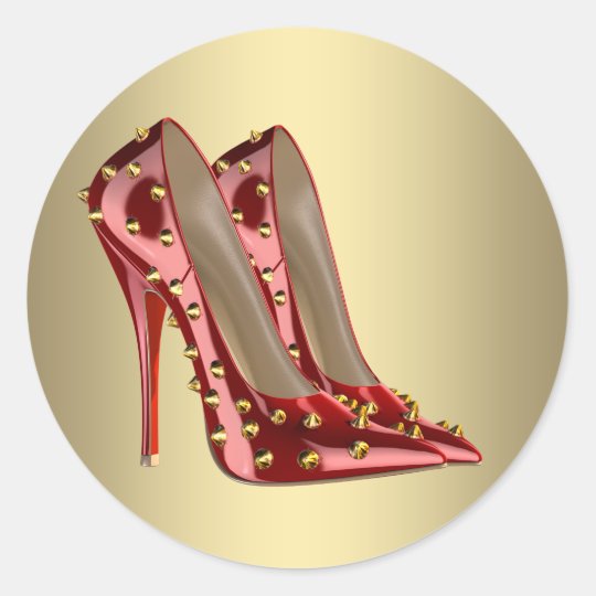 Red Gold High Heel Shoe Stickers | Zazzle.com