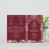 Red & Gold Hindu Wedding Ceremony Folded Program | Zazzle