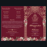 Red & Gold Hindu Wedding Ceremony Folded Program<br><div class="desc">This wedding ceremony program details the important steps of a hindu wedding to explain this to guests who may be unfamiliar or to help them follow along with the sacred rituals of this wonderful day. All of the colors can be edited in the design tool, and the text can be...</div>