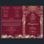 Red & Gold Hindu Wedding Ceremony Folded Program<br><div class="desc">This wedding ceremony program details the important steps of a hindu wedding to explain this to guests who may be unfamiliar or to help them follow along with the sacred rituals of this wonderful day. All of the colors can be edited in the design tool, and the text can be...</div>