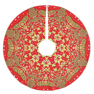 Red Gold Holiday Christmas Tree Skirt