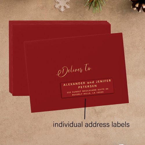 Red gold holiday mailing 24 address labels