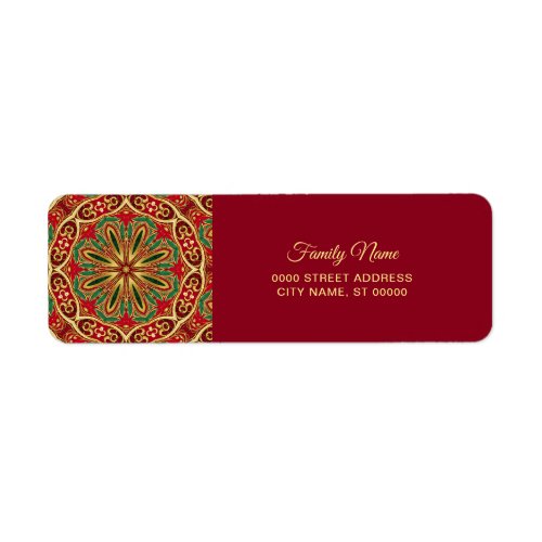Red Gold Holiday Return Address Label