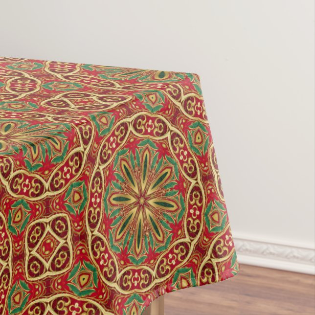 Red Gold Holiday Tablecloth (In Situ)