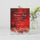 Red Gold Holly Baubles Christmas Holiday Party Invitation (Standing Front)