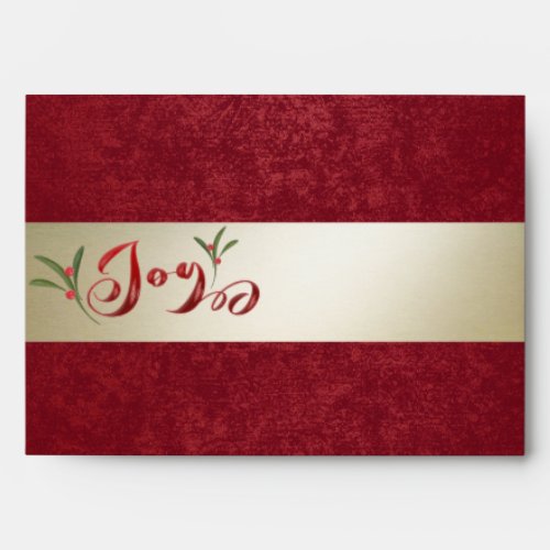 Red gold holly berry JOY  Envelope