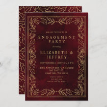 Red Gold Holly Christmas Engagement Party  Invitation