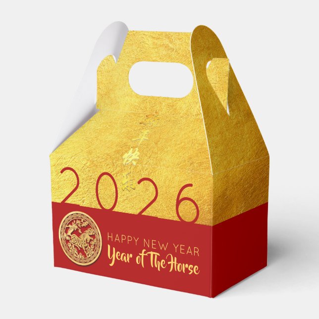 Red Gold Horse papercut 2026 PFBG Favor Boxes (Front Side)