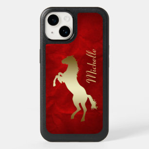 Red Gold Horse Personalized OtterBox iPhone 14 Case