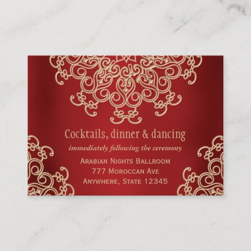 Red Gold Indian Inspired Reception Enclosure Card