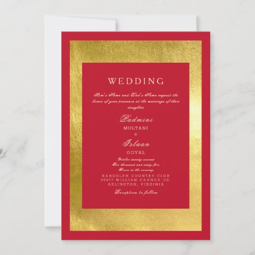 Red  Gold Indian Style Wedding Invitation