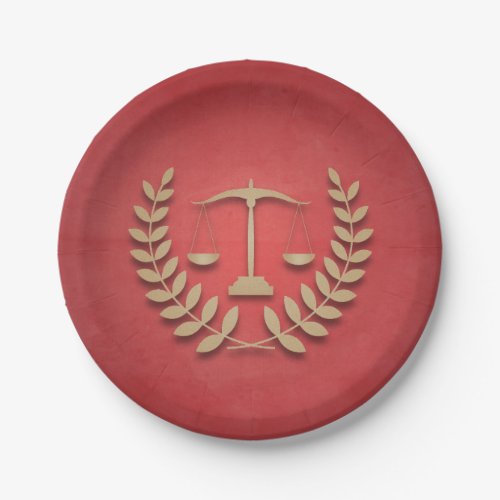 RedGold Justice Scales Law FirmLaw Graduation Paper Plates