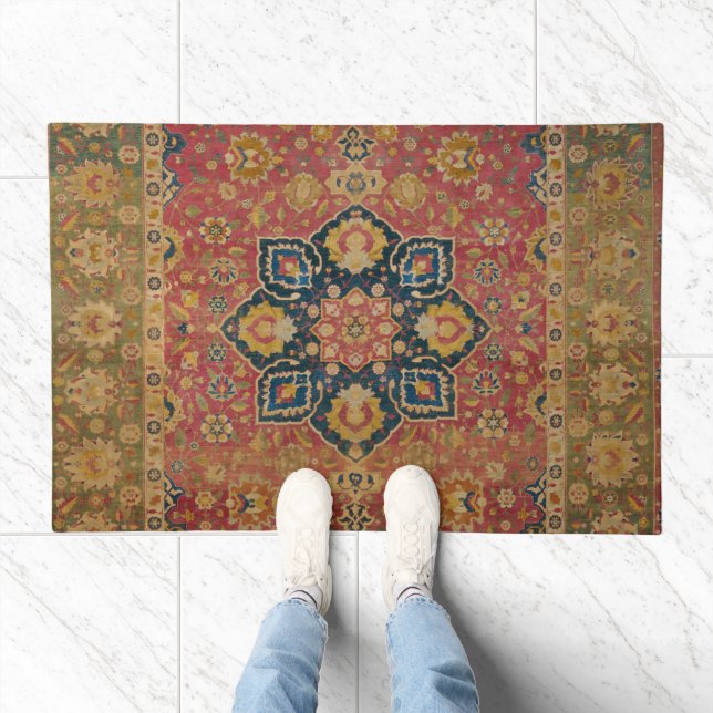 Red Gold Kashan Carpet Rug Persian Asian (Indoor)