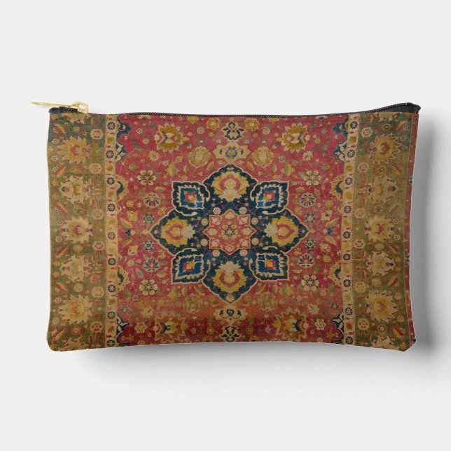 Red Gold Kashan Carpet Rug Persian Asian Accessory Pouch (Front)