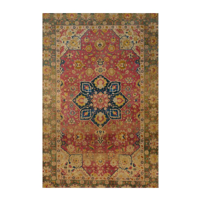 Red Gold Kashan Carpet Rug Persian Asian Acrylic Print (Front)