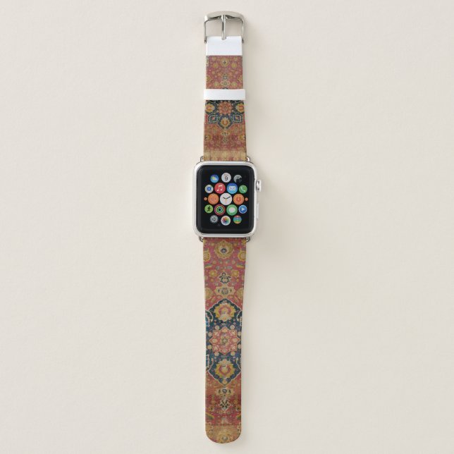 Red Gold Kashan Carpet Rug Persian Asian Apple Watch Band (Front)