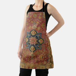 Red Gold Kashan Carpet Rug Persian Asian Apron
