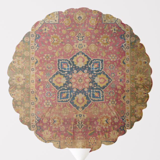 Red Gold Kashan Carpet Rug Persian Asian Balloon (Front)