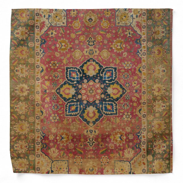 Red Gold Kashan Carpet Rug Persian Asian Bandana (Front)