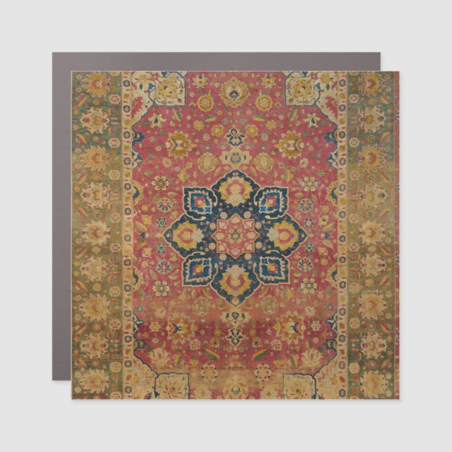 Red Gold Kashan Carpet Rug Persian Asian Car Magnet (Front)