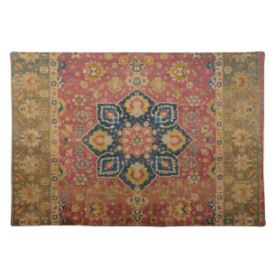 Red Gold Kashan Carpet Rug Persian Asian Cloth Placemat