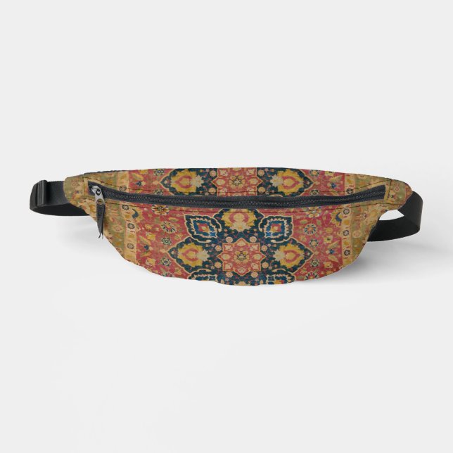 Red Gold Kashan Carpet Rug Persian Asian Fanny Pack (Front)