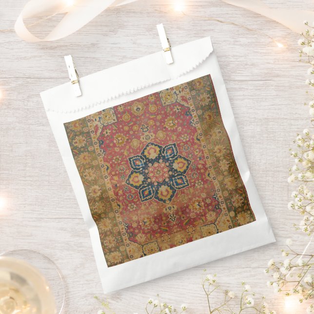 Red Gold Kashan Carpet Rug Persian Asian Favor Bag (Clipped)