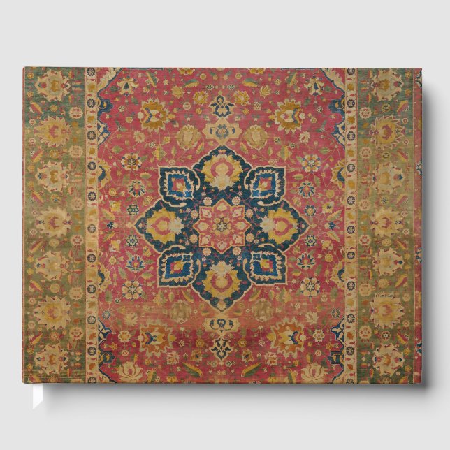 Red Gold Kashan Carpet Rug Persian Asian Guest Book (Front)