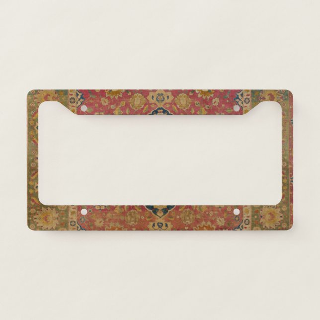 Red Gold Kashan Carpet Rug Persian Asian License Plate Frame (Front)