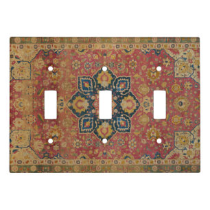 Red Gold Kashan Carpet Rug Persian Asian Light Switch Cover