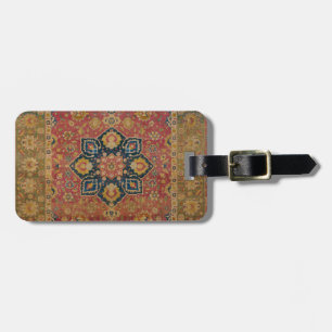 Red Gold Kashan Carpet Rug Persian Asian Luggage Tag
