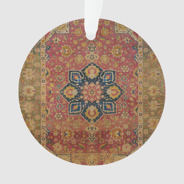 Red Gold Kashan Carpet Rug Persian Asian Ornament (Front)