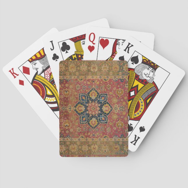 Red Gold Kashan Carpet Rug Persian Asian Poker Cards (Back)