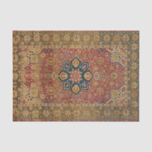 Red Gold Kashan Carpet Rug Persian Asian Tissue Paper