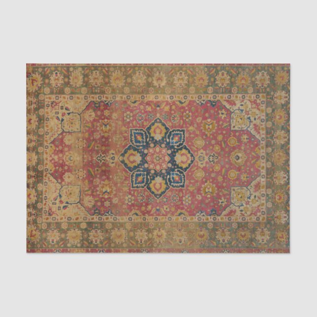 Red Gold Kashan Carpet Rug Persian Asian Tissue Paper (Front)