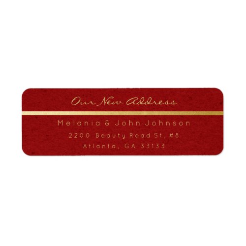 Red Gold Kraft Thank You  New Adress RSVP Label