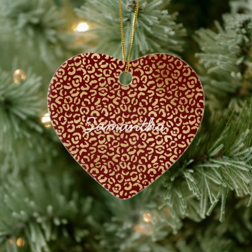 Red Gold Leopard Print    Ceramic Ornament