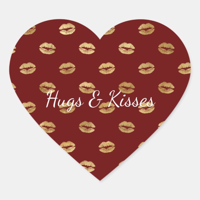 Red Gold Lips Love    Heart Sticker (Front)