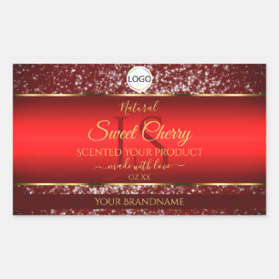 Red Gold Logo Initials Glitter Stars Product Label