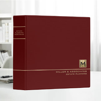 Red Gold Logo Monogram Estate Planning Portfolio 3 Ring Binder