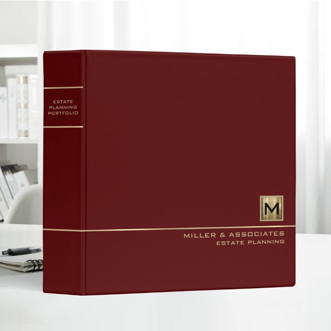 Red Gold Logo Monogram Estate Planning Portfolio 3 Ring Binder (Creator Uploaded)
