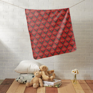 Red gold lotus vintage ethnic pattern baby blanket