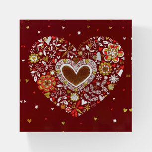 Red Gold Love You Heart Flowers Butterfly Paperweight