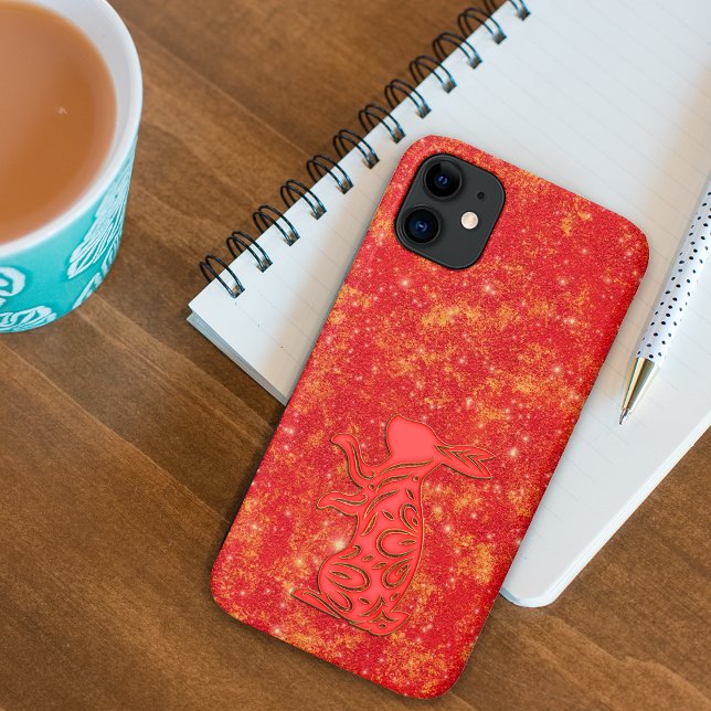 Red Gold Lunar Chinese New Year Zodiac Rabbit Case-Mate iPhone Case (Creator Uploaded)