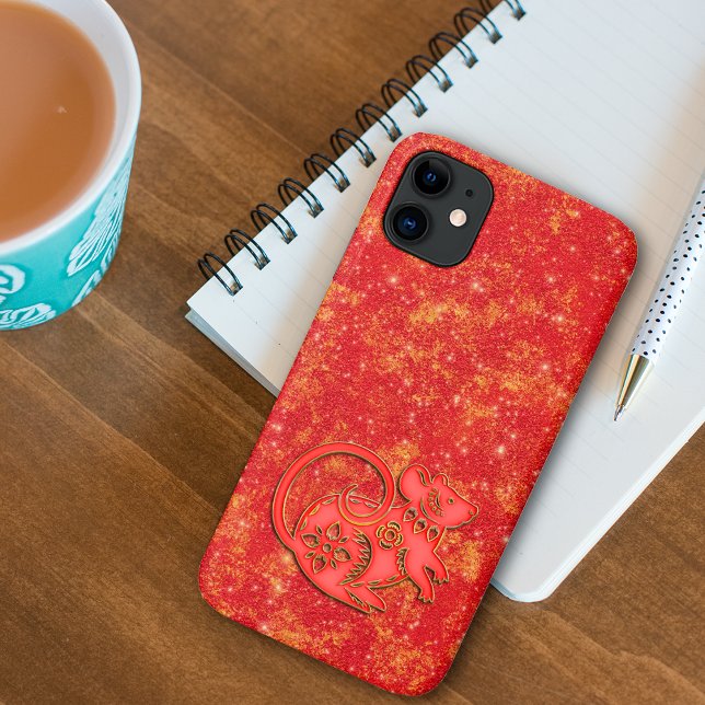 Red Gold Lunar Chinese New Year Zodiac Rat Case-Mate iPhone Case (Creator Uploaded)